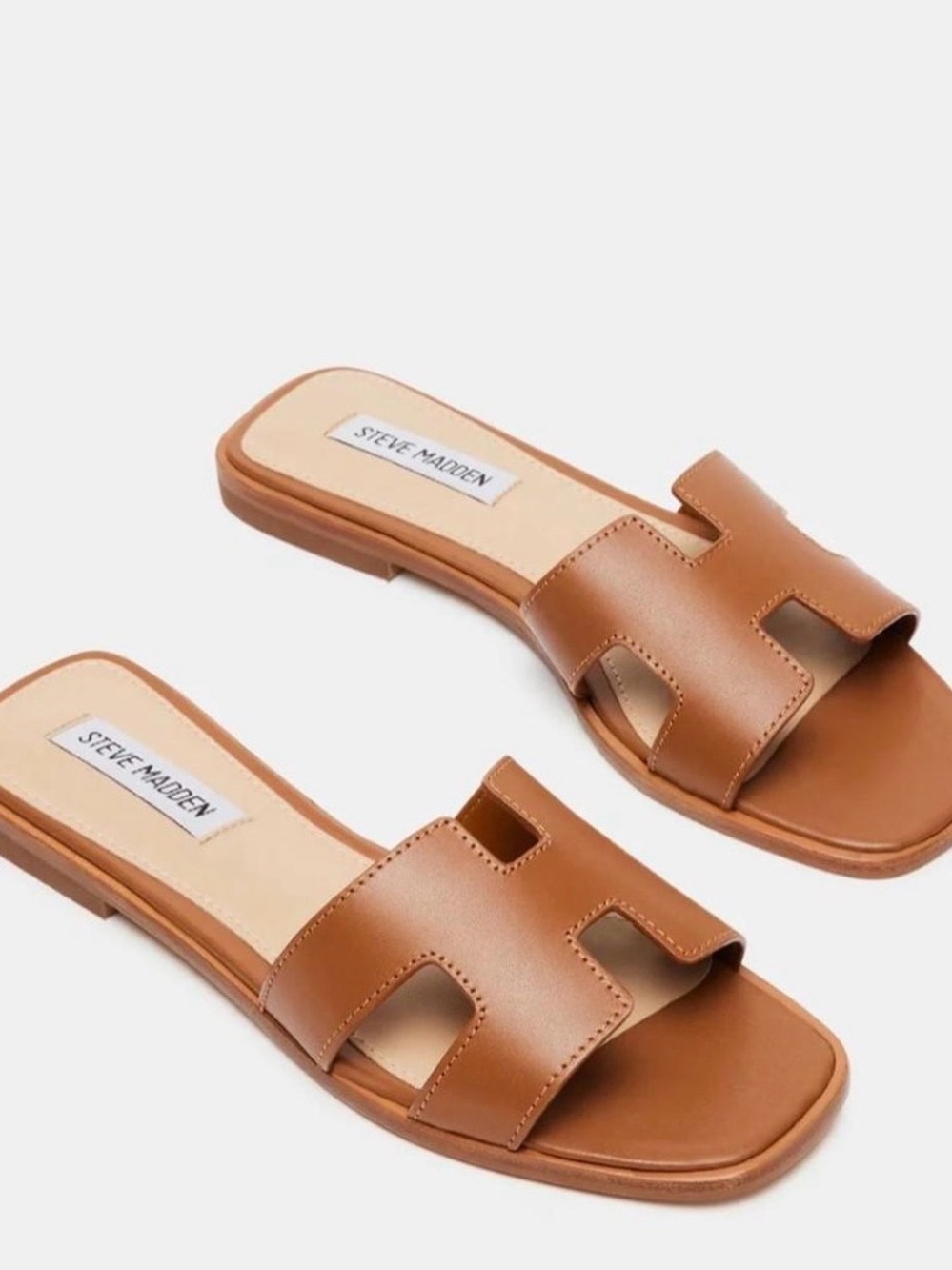 Steve Madden Cognac Leather Slide Mules - Picture 4 of 5